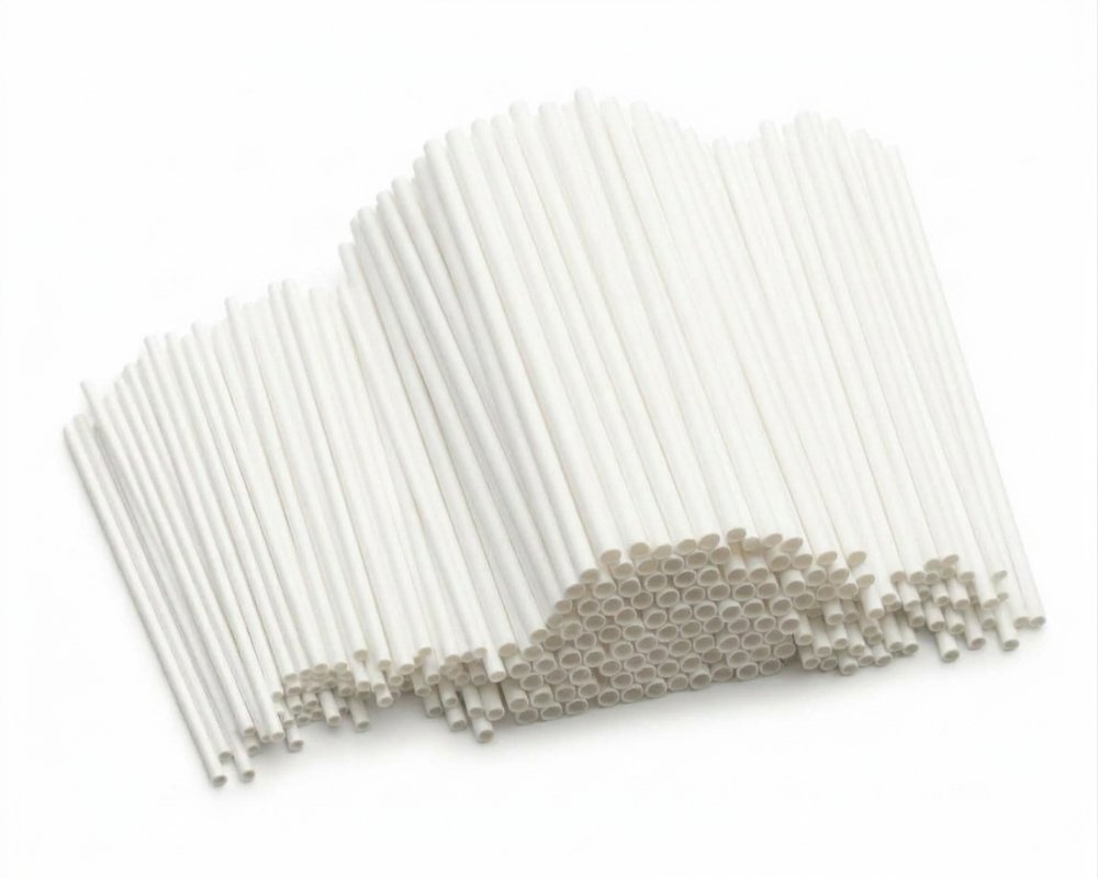 Palitos plásticos blancos para chupetín fabricados a medida por G&Q